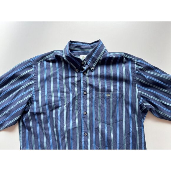 Lot of 2 LACOSTE Navy Blue Red Striped Cotton Casual Button Down Shirts, Size 43 - Picture 5 of 16